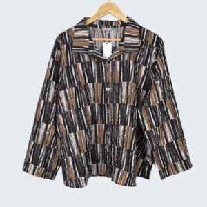 HABITAT PUCKER WEAVE RETRO MIRAGE PRINT SHIRT